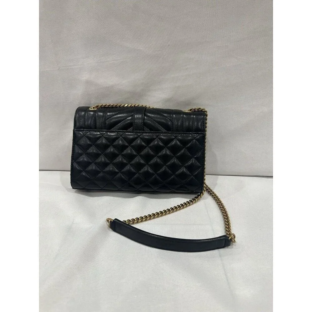AUTHENTIC YSL SAINT LAURANT ENVELOPE SMALL IN QUILTED GRAIN EMBOSSED LEATHER - Picture 5 of 12